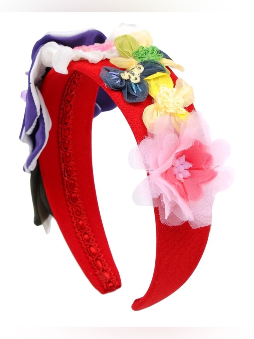 DOLCE & GABBANA Silk and Crystal Floral Headband W/ box NWT + COA